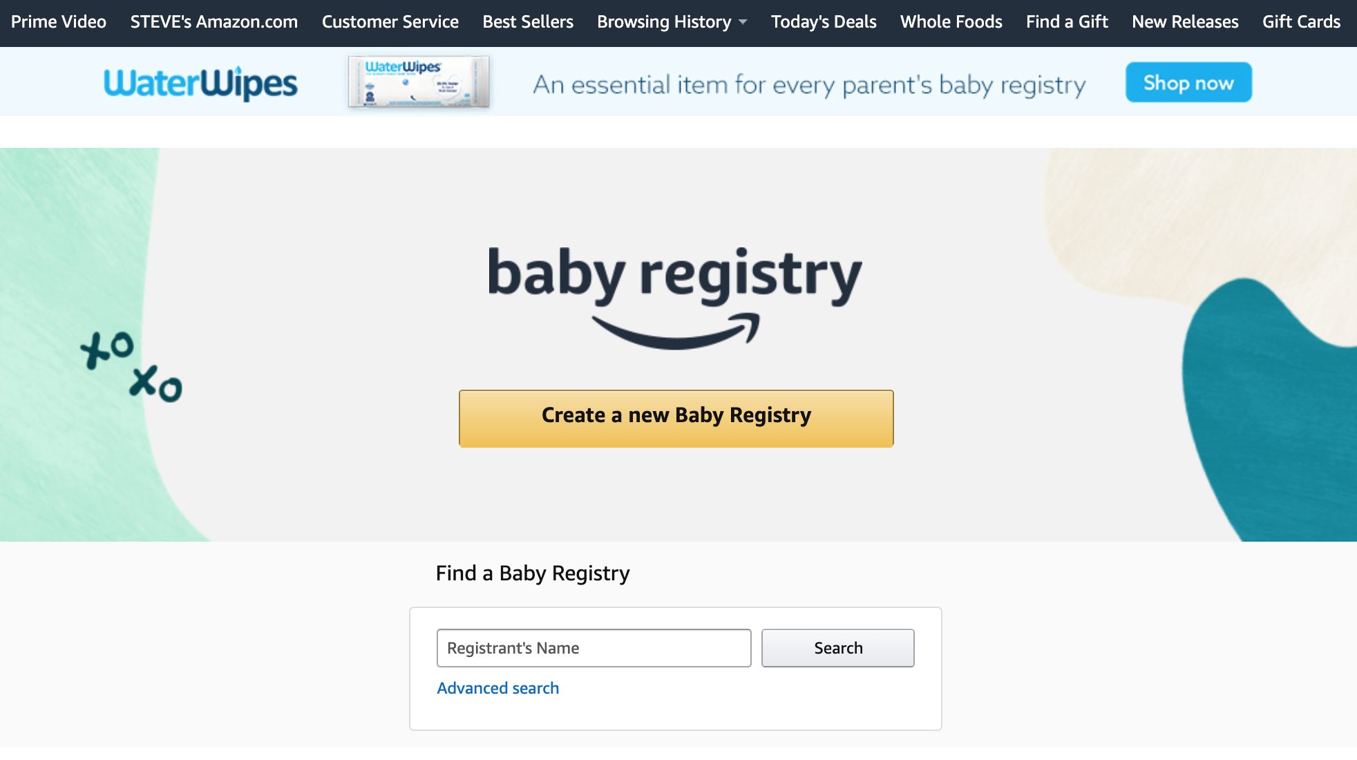 find someone's amazon baby registry
