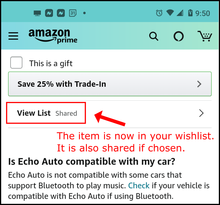 How to find a wishlist on amazon app