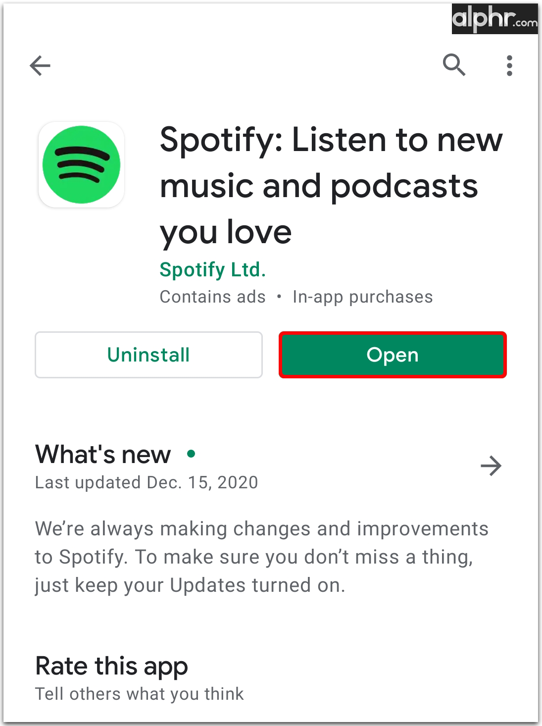 Spotify Listen to new music and play podcasts