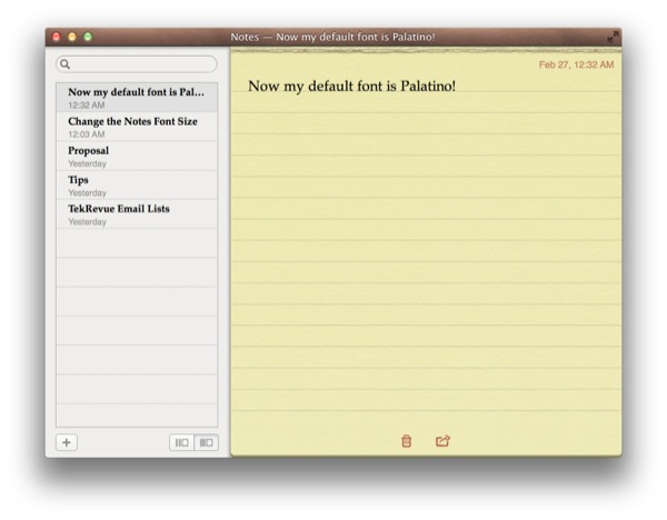 Change Default Font Size Notes OS X