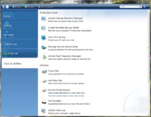 Acronis True Image Home 2010 tools