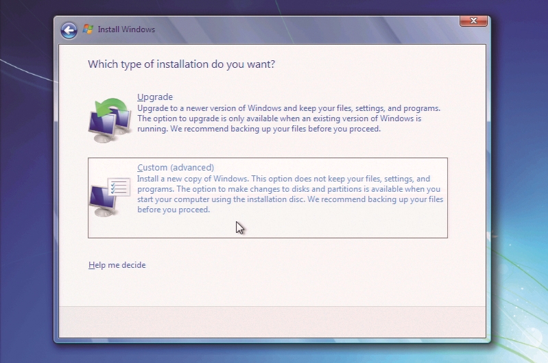 Choose the upgrade option
