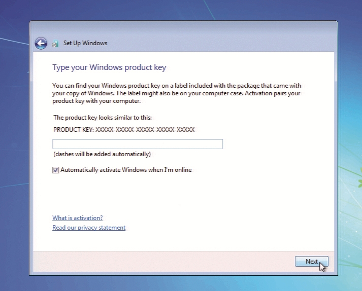 Enter your product key