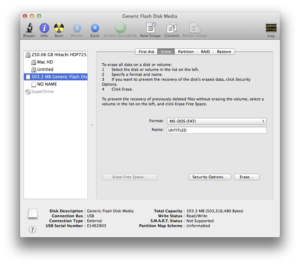 The OS X Disk Utility lets you format flash media in your choice of format
