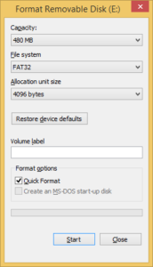 The standard Windows Format dialogue