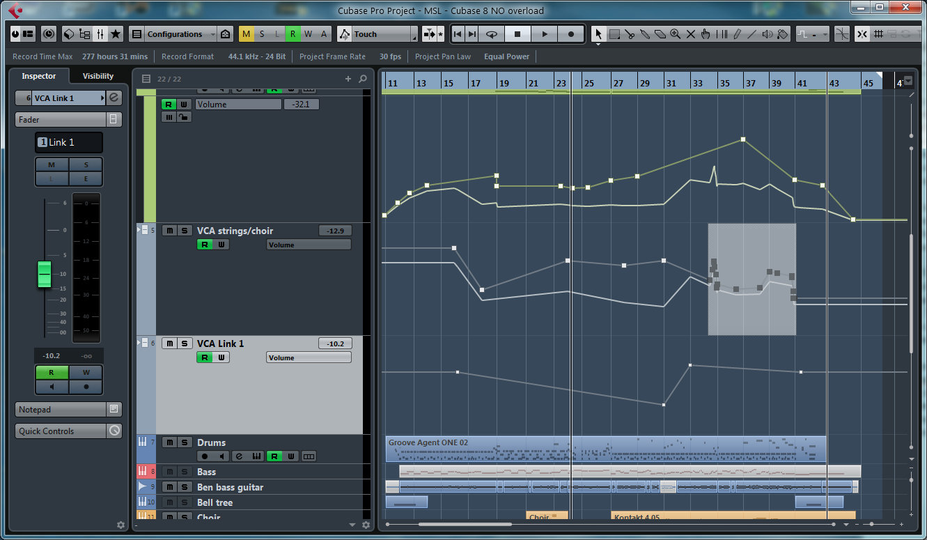 Cubase Pro 8 - VCA automation