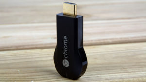 Chromecast front 2/3 view standing up