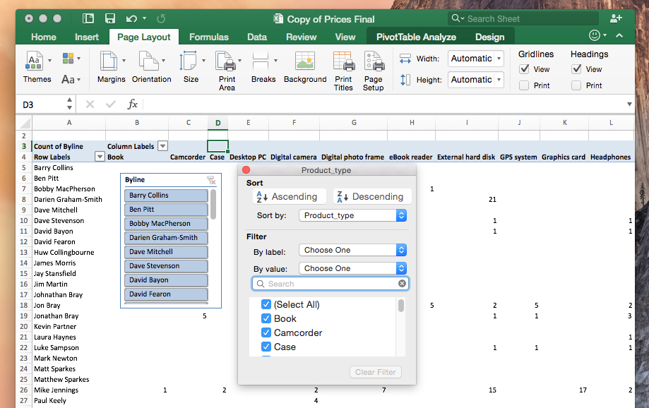 Excel for Mac 2016 review: Slicers for PivotTables