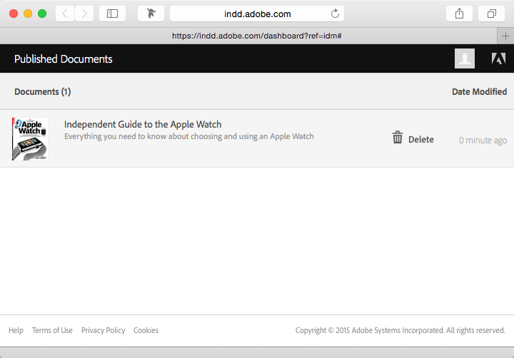 Adobe InDesign CC 2015: Dashboard