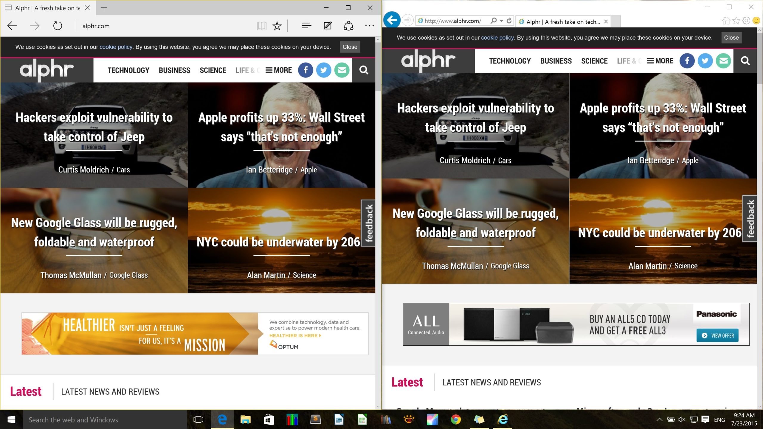 Microsoft Edge vs Internet Explorer 11