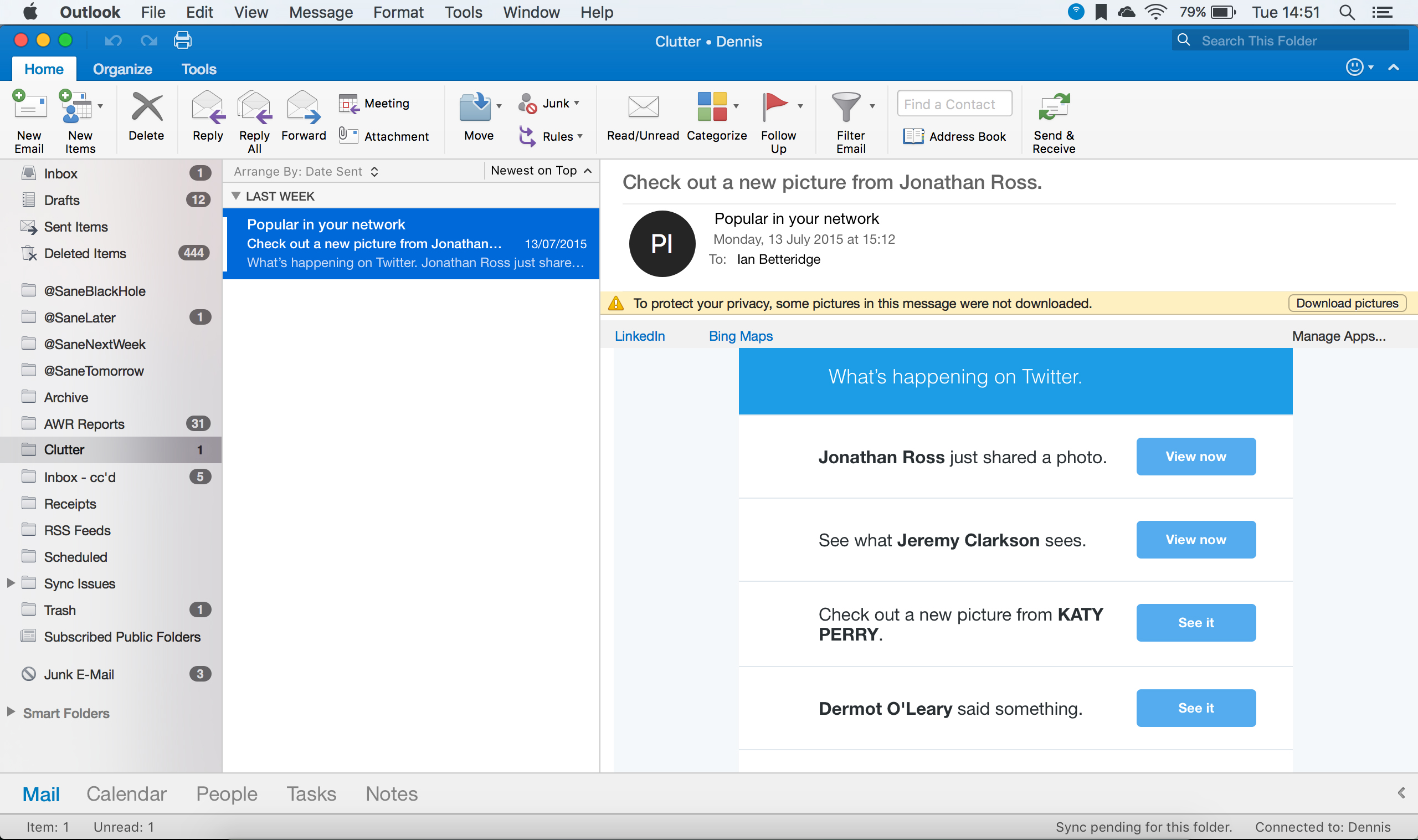 Microsoft Outlook for Mac 2016 review: Main interface
