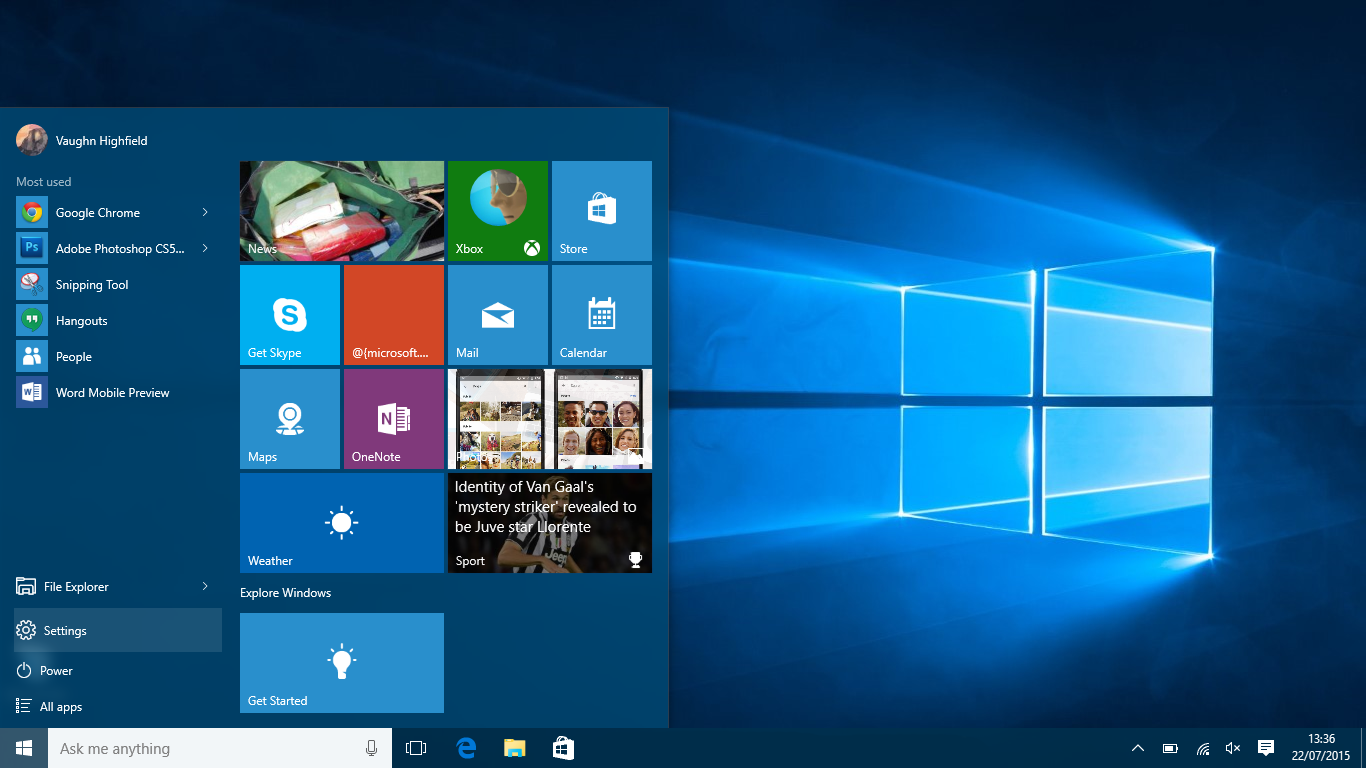Microsoft Windows 10 How to change Wallpaper - Settings Start Menu