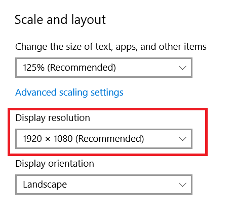 Scale and layout settings