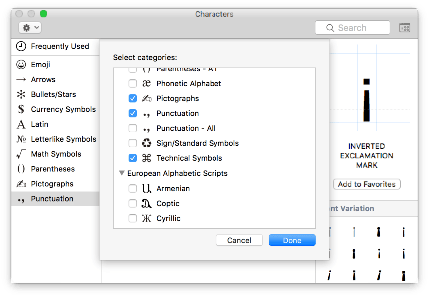 emojis symbols customize list technical