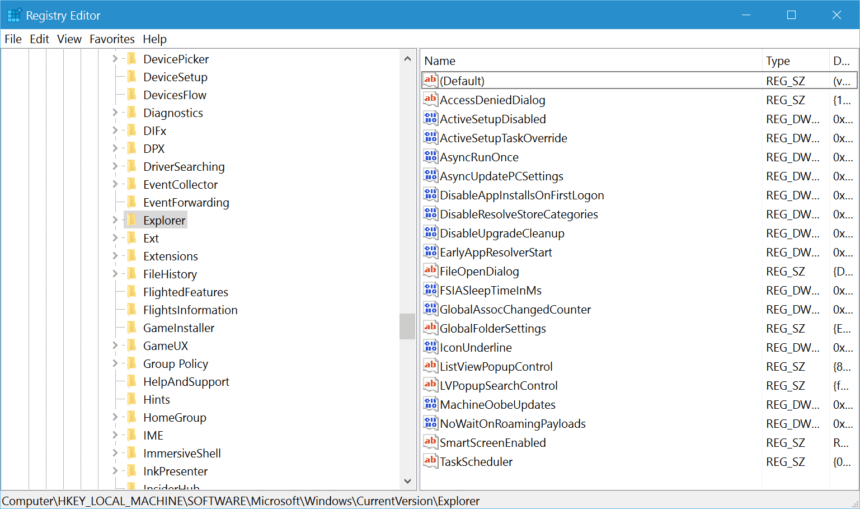 regedit explorer