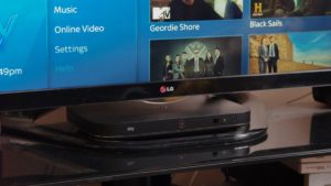 Sky Q Silver box connected to TV screen on