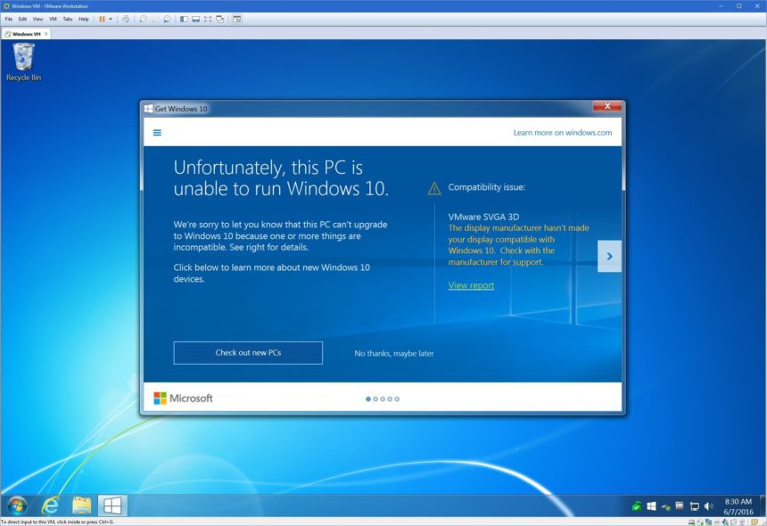 vmware windows 10 svga 3d not compatible