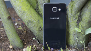 Samsung Galaxy A5 rear against tree