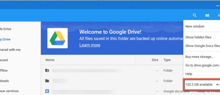Google Drive space avail