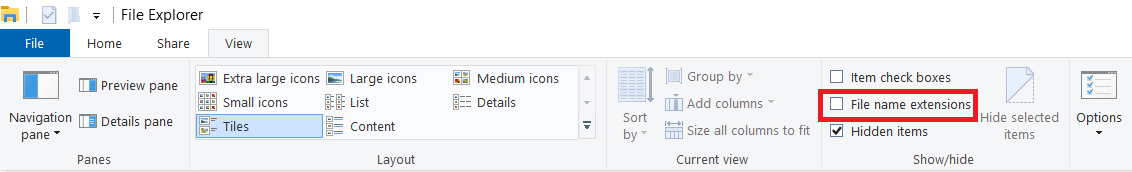 File Explorer View menu