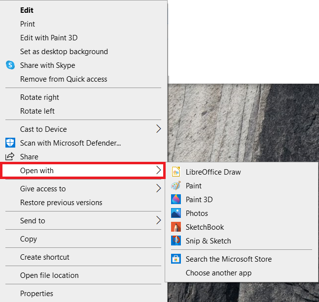 File Explorer quick access menu