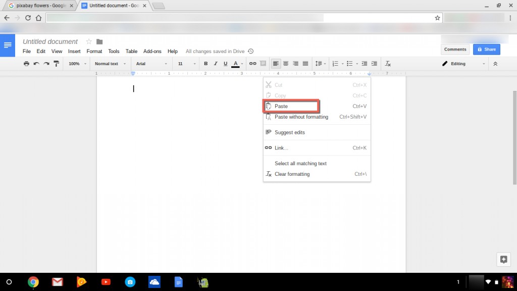 Вставить изображение Chromebook