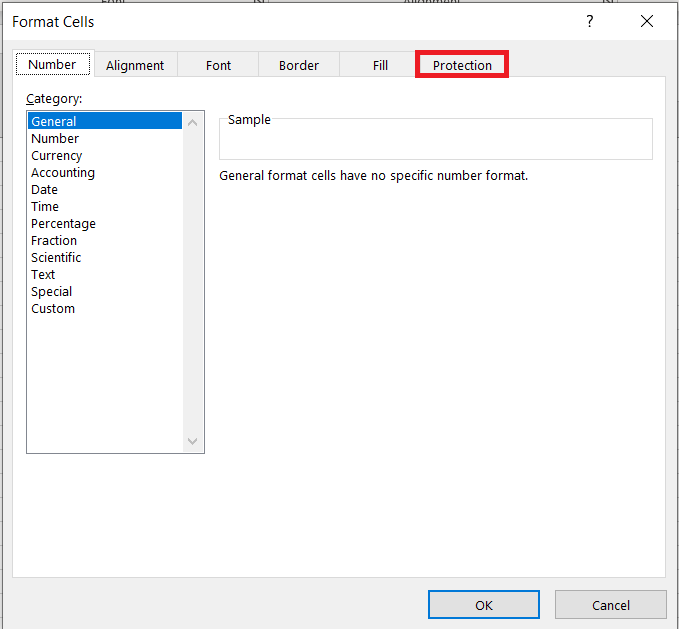 Format Cells Window