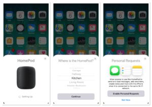 Apple HomePod setup screenshots