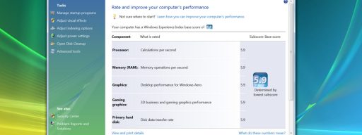 vista windows experience index