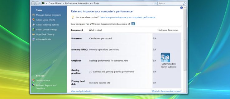 vista windows experience index