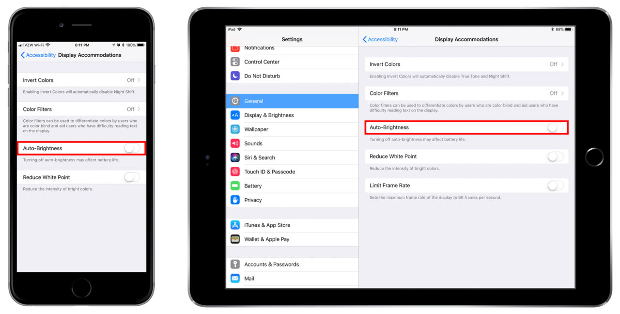 How Disable Auto-Brightness on iPhone iPad