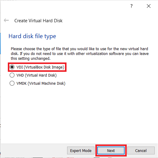 VirtualBox Creation Wizard 4