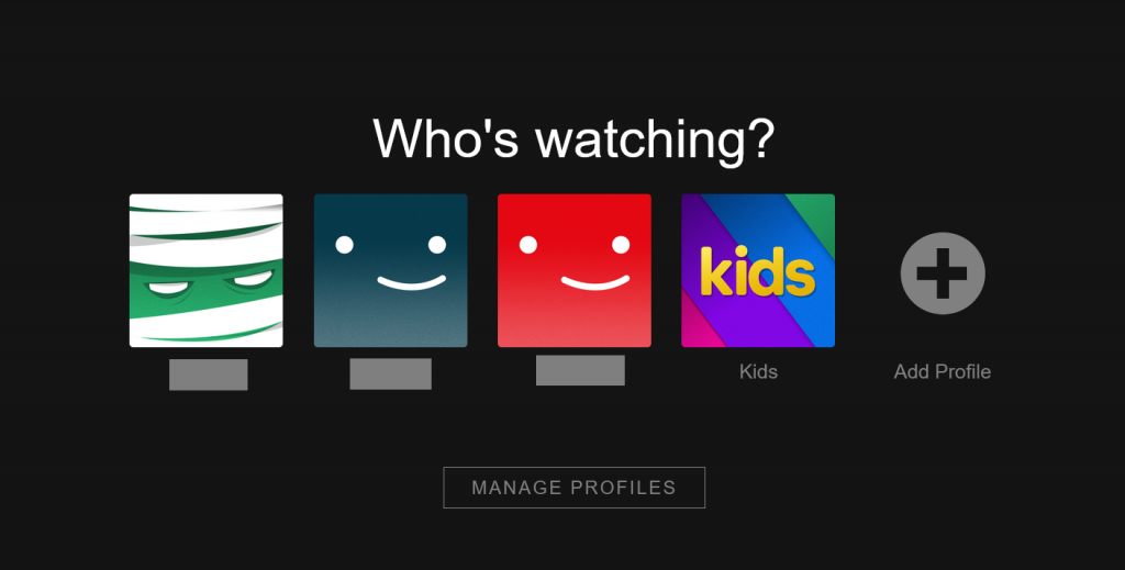 Netflix profile selection page