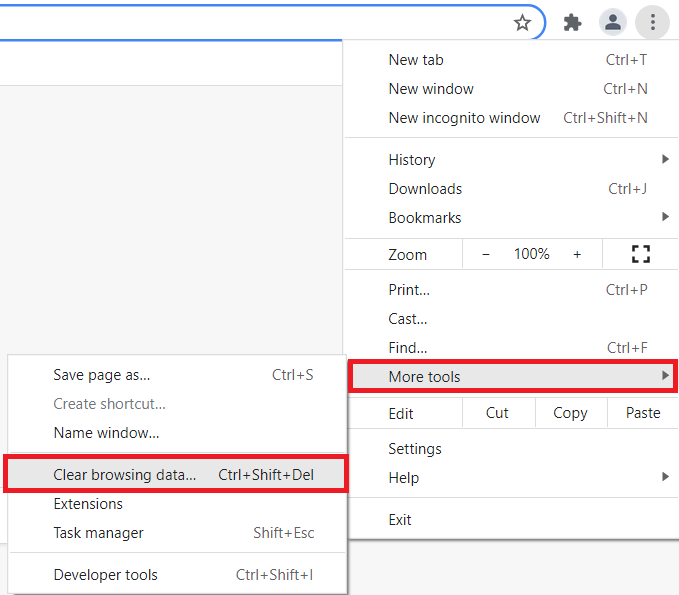 Chrome Menu Options