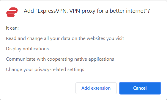ExpressVPN Chrome Store Permissions