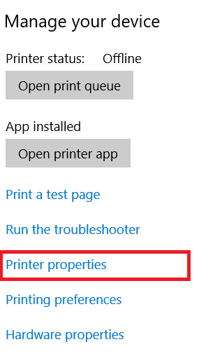Printer menu