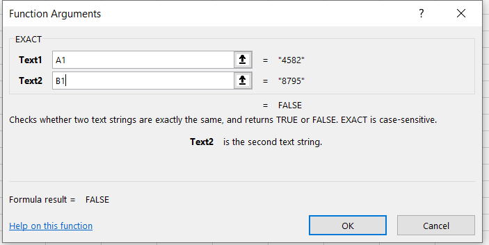 Excel Text Function Arguments Window 2