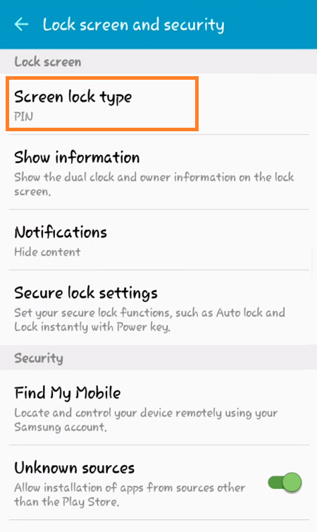 Galaxy J2 Lock Screen