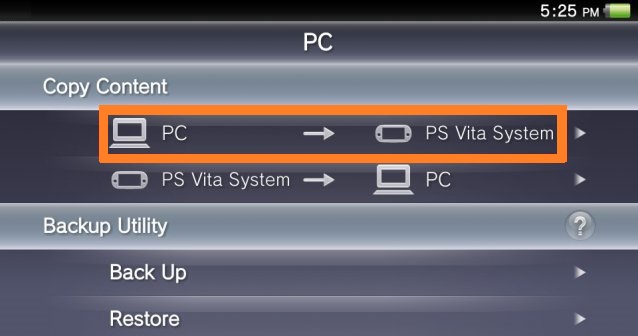 PC to PSVita system
