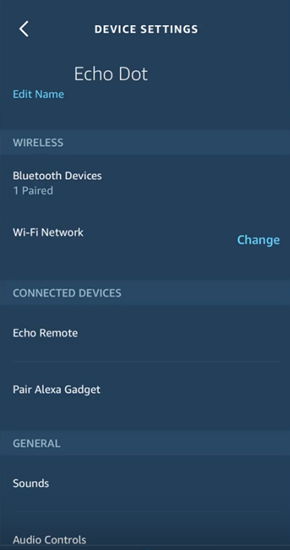 Alexa device settings