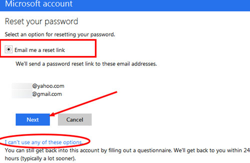 password reset