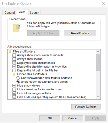 File Explorer Options