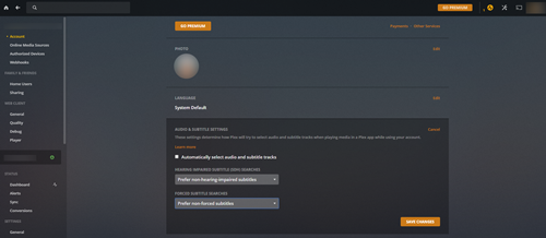 audio & subtitle settings