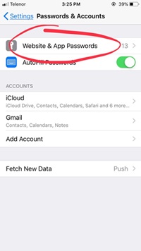 website and app passwords