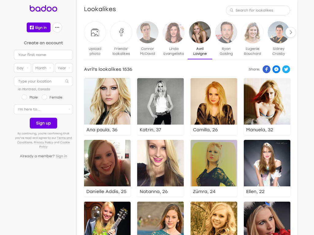 Badoo sign in page