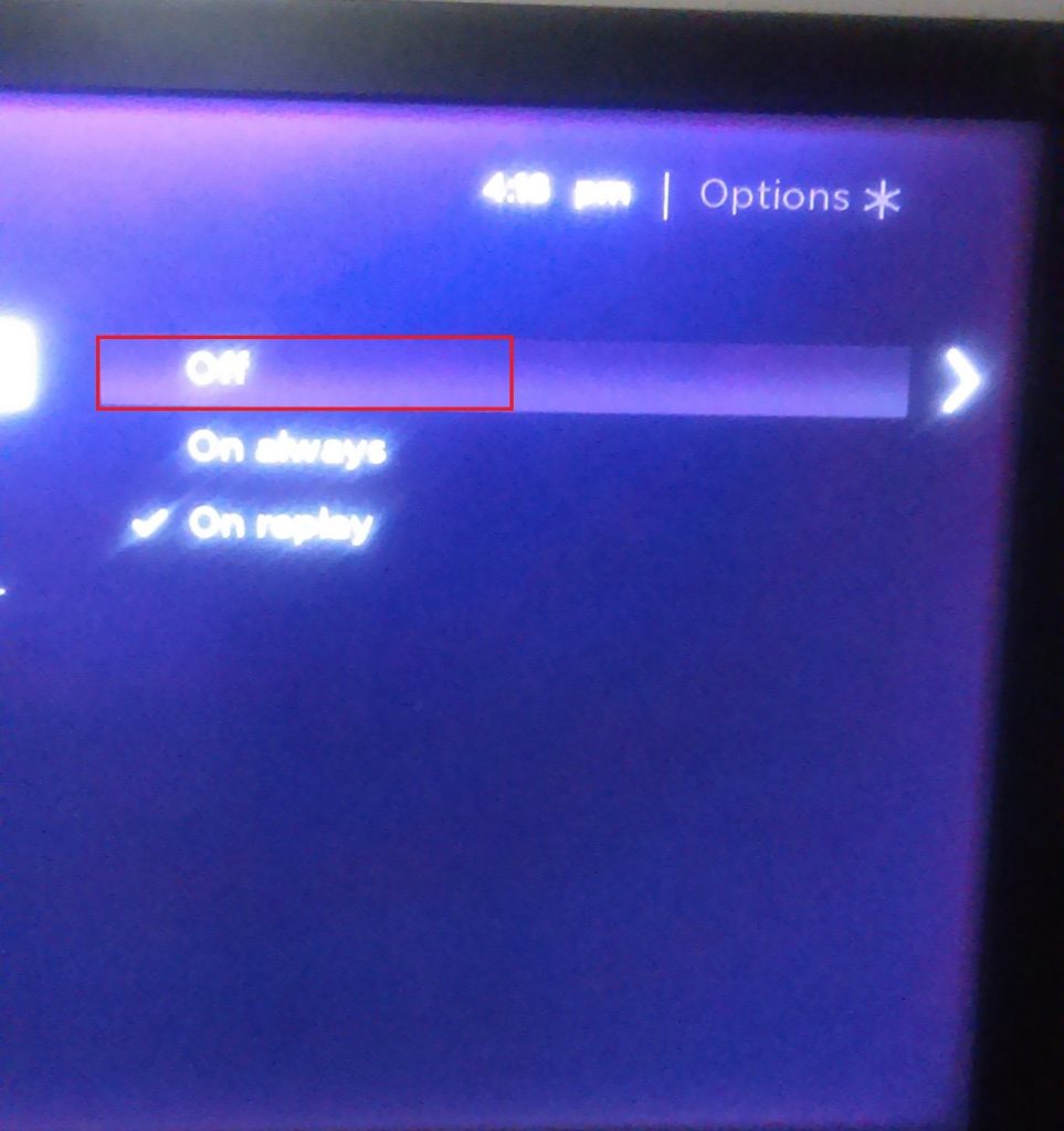 Roku settings option for subtitles