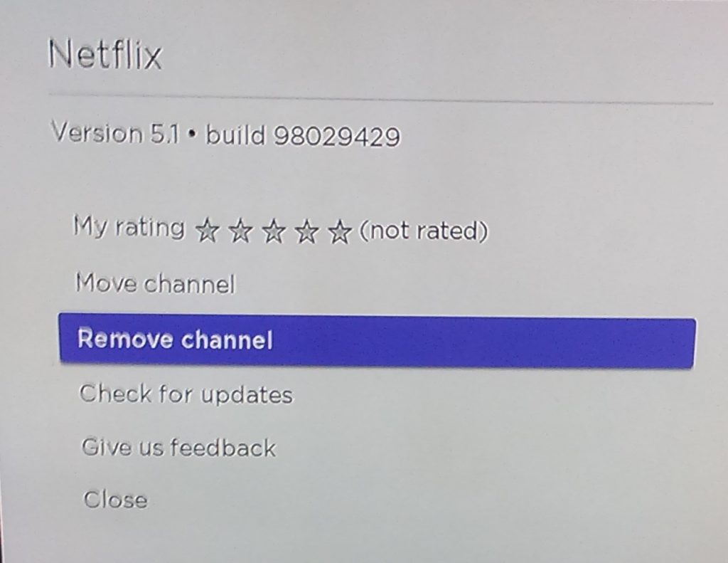 Roku Channel settings - 2