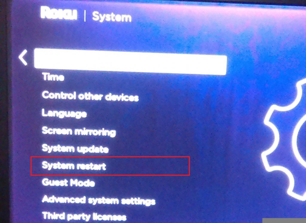 Roku System Menu