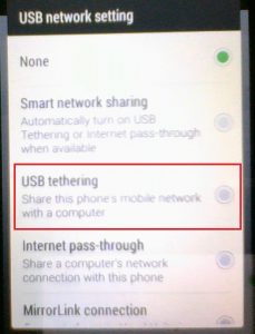 Android Tethering Settings