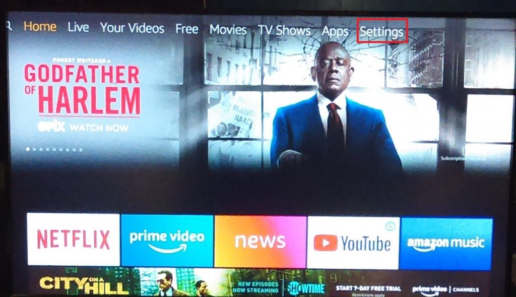 Fire TV Stick homepage